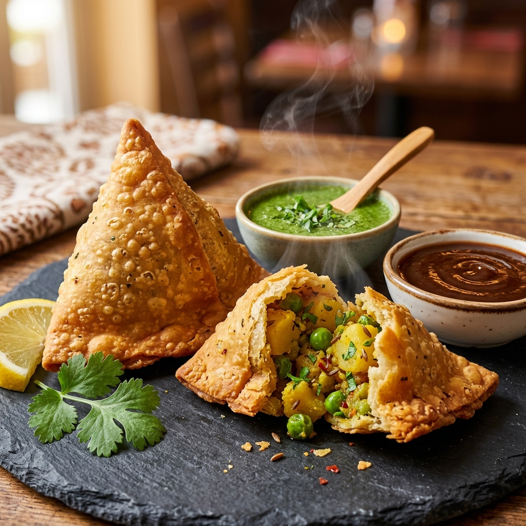 Crispy golden gourmet samosas